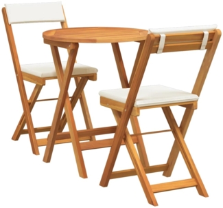 vidaXL Garten Bistro Set mit Kissen 3 pcs Braun Akazie Massivholz 4105501