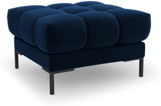 Micadoni Samtstoff Pouf Hocker Mamaia | Bezug Royal Blue | Beinfarbe Black Metal