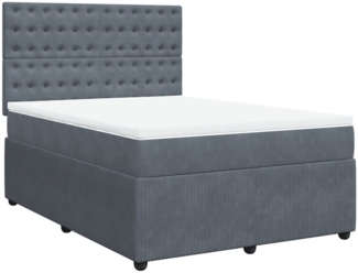 vidaXL Boxspringbett mit Matratze Dunkelgrau 160x200 cm Samt 3292395