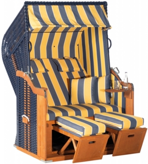 Sonnenpartner Strandkorb Rustikal 250 Plus Stoff Nr. 1244, 2-Sitzer, Halbliegemodell, PVC-Kunststoff
