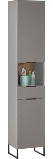 Hochschrank >Denver< 2 Türen, 1 Schublade, grau / evoke eiche Dekor - 38x195x32cm (BxHxT)