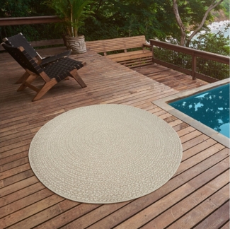 the carpet Teppich Kansas, rund, Höhe: 1 mm, moderner robuster In und Outdoor Teppich Jute Look