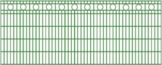Schmuckzaun / Doppelstabmattenzaun Kreis-Dekor Komplett-Set mit Abdeckleisten / Grün / 141cm hoch / 92,5m lang