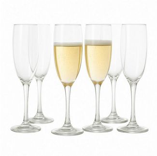 Koopman Sektglas Champagnergläser Sektgläser Gläserset Gläser Glas 6tlg, 6-tlg, Glas, Kristallglas, 190ml, Transparent, Klassisch, Feier