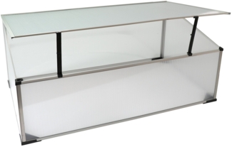 Frühbeet aus 1 mm starkem Aluminium, Treibhaus mit Aufstelldach, Frühbeetaufsatz