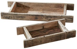 Mirabeau Tablett Tablett 2er Set Brisalda braun, Wiederaufbereitetes Niembaumholz