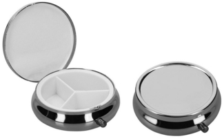 kwmobile Pillendose 2x Edelstahl Pillendose mit 3 Fächern (2 St), runde Tablettendose Box