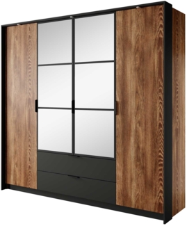 Kleiderschrank Drehtürenschrank Milton 223x59x210cm Kastanie anthrazit