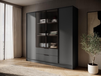 Compleo Drehtürenschrank mit geriffelten Glastüren, Designer Schrank KALS