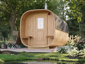 Fass-Sauna Quadro 400 cm 2-Raum Natur