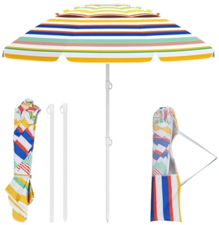 COSTWAY Sonnenschirm, LxB: 200x200 cm, Strandschirm, UPF 50+, 30° knickbar