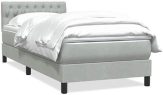vidaXL Boxspringbett mit Matratze Hellgrau 80x210 cm Samt 3316473
