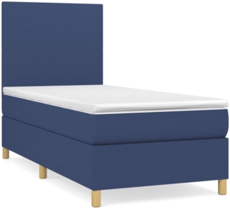 vidaXL Boxspringbett mit Matratze Blau 100x200 cm Stoff 3142159