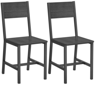Vasagle Esszimmerstühle, Küchenstühle, 2er Set, Metallrahmen, für Esszimmer, Wohnzimmer, Küche, anthrazitgrau-tintenschwarz