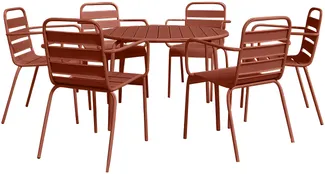 Vente-unique - MIRMANDE Gartenessgruppe Metall Rot - B 130 cm59 cm x H 74 cm79 cm x L 130 cm56 cm