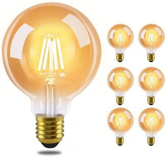ZMH LED-Leuchtmittel Edison LED Vintage Glühbirne - G80 2700K, E27, 6 St, warmweiß, Filament Retro Glas Birne Energiesparlampe