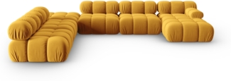 Micadoni Modulares Panorama Ecksofa Bellis 7-Sitzer Links Samt Bluvel Gelb