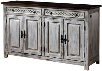 Sideboard Mango / Akazie 150x45x90 weiß gewachst CASTLE-ANTIK #261