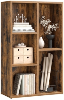 Vasagle Bücherregal mit 7 Fächern, Würfelregal, offenes Standregal, für Wohnzimmer, Arbeitszimmer, Büro, 50 x 24 x 106 cm (L x B x H), Vintage, Dunkelbraun LBC27BX
