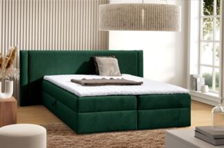 Boxspringbett Schlafzimmerbett CEDRIC 160x200cm Stoff Magic Velvet Flaschengrün