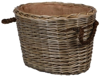 UNUS HOME Kaminholzkorb Korb oval gefüttert mit Seilgriffe grau (1 St)