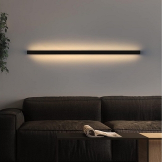 ZMH LED Wandleuchte Innen Schwarz 60/80/100CM Wandlampe 3000K Modern Flur Schlafzimmer, Hochwertige Material, LED fest integriert, Warmweiß, Schwarze Bettlampe Wandbeleuchtung für Treppenhaus