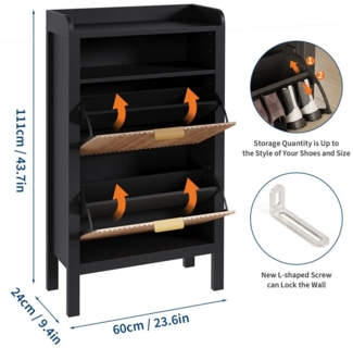GarveeMore Schuhschrank Schuhkipper schmaler mit 2 Klappen 60 x 24 x 111 cm