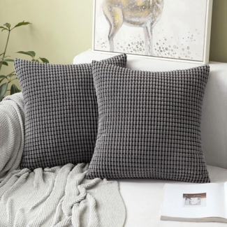 Kissenbezüge Kordsamt 40x40cm Grau Wohnzimmer Schlafzimmer