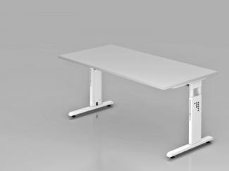Schreibtisch OS16 C-Fuß 160x80 cm Grau Gestellfarbe: Weiß