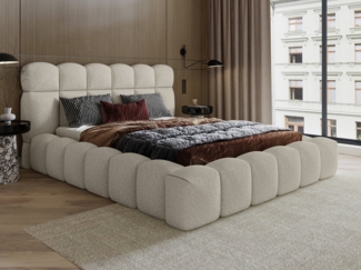 wonello Polsterbett Mira XL 3 (das Original), Bett mit Bettkasten und Lattenrost – eleganter Boucle-Stoff
