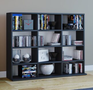 Regal Regalwand Standregal Sammlerregal Aufbewahrung Bücherregal Schrank schwarz