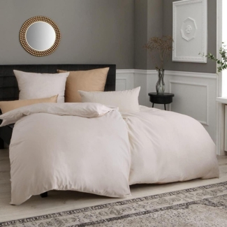 Soifox Bettwäsche Set Beige 135x200 4tlg. Mikrofaser Reißverschluss
