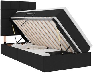 vidaXL Aufbewahrungsbett mit Matratze Schwarz 90 x 200 cm Polyester 3371756