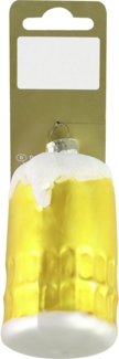Weihnachtsanhänger Bierkrug aus Glas 9 cm weiß gold 1 Stück