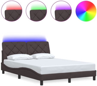 vidaXL Bettgestell mit LED ohne Matratze Dunkelbraun 140x200 cm Stoff 3310674