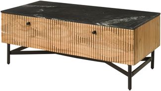 Couchtisch Akazie 120 x 60 x 45 natur lackiert / Marmor schwarz LONDON #120