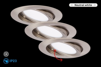 Di-Ka LED Einbauleuchte Flat-In 3er Set nickel-matt Ø 10,6 cm 7 W