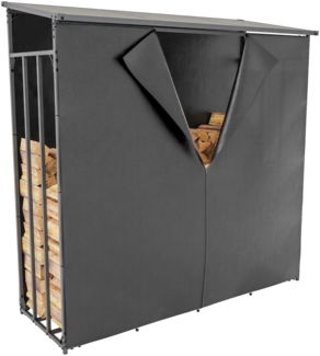 DELUKE® Kaminholzregal aussen mit Abdeckung HEOD - für Feuerholz Brennholzregal aussen Kaminholzunterstand Kaminholzständer draussen Feuerholzregal aussen, 70x185x185, Stahl, Mit Plane