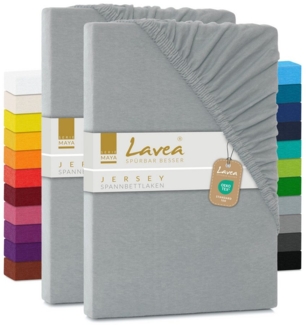 2er Set Spannbettlaken - Serie Maya Doppelpack Spannbetttuch für Matratzen bis 20cm - 90x200 cm | 100x200 cm, Silber, 100% Baumwolle, hochwertige Verarbeitung, mit Gummizug