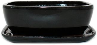 Exotenherz Pflanzschale Bonsai-Schale Unterteller Gr. 4 Schwarz Anthrazit rechteckig GB5 L 26cm (1 St)