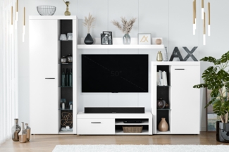 AX LIVING Spacoro Wohnwand weiß 270 cm breite, hochwertig, ohne LED