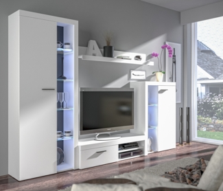 AX LIVING Spacoro Wohnwand weiß 270 cm breite, hochwertig, ohne LED