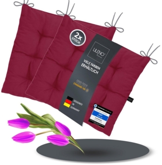 LILENO HOME Stuhlkissen Sitzkissen für Gartenstuhl, Küchenstuhl oder Esszimmerstuhl 40x40x6 cm, Bequeme Indoor u. Outdoor Stuhlauflage als Stuhl Kissen Bordeaux