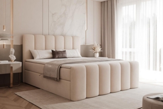 Compleo Boxspringbett BUBBLE, Wolkenbett, Bequem, Bonell, Topper, Doppelbett gepolstertes Kopfteil mit Bettkasten