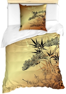 Abakuhaus Bettwäsche Milbensicher Allergiker geeignet mit Kissenbezug, Microfaser, japanisch Bambus Motive