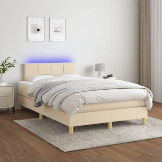 Boxspringbett mit Matratze & LED Stoff Creme 120x200 cm, Härtegrad: H2 [3133706]