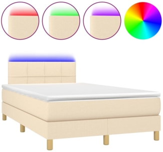 Boxspringbett mit Matratze & LED Stoff Creme 120x200 cm, Härtegrad: H2 [3133706]