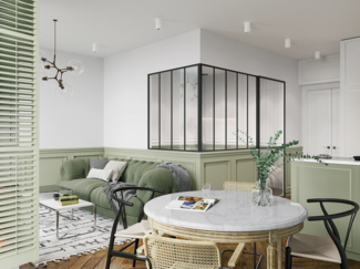 Vente-unique - Glaswand Ecklösung - 150 x 120 x 130 cm - thermolackiertes Aluminium - Schwarz - BAYVIEW