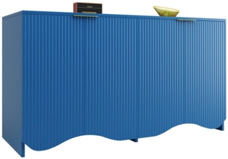 TavilaEcon Sideboard Gemusterte Schränke, Freistehende Schränke mit Wellenmuster-Design, mit mehrschichtigen, verstellbaren Trennwänden, 140×40×85cm