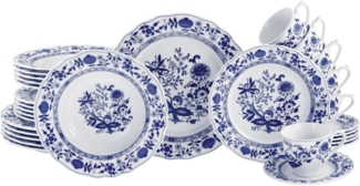 CreaTable Geschirr-Set 17133 (30-tlg), Porzellan, Serie Flora Zwiebelmuster, 30-teiliges Kombiservice aus Porzellan